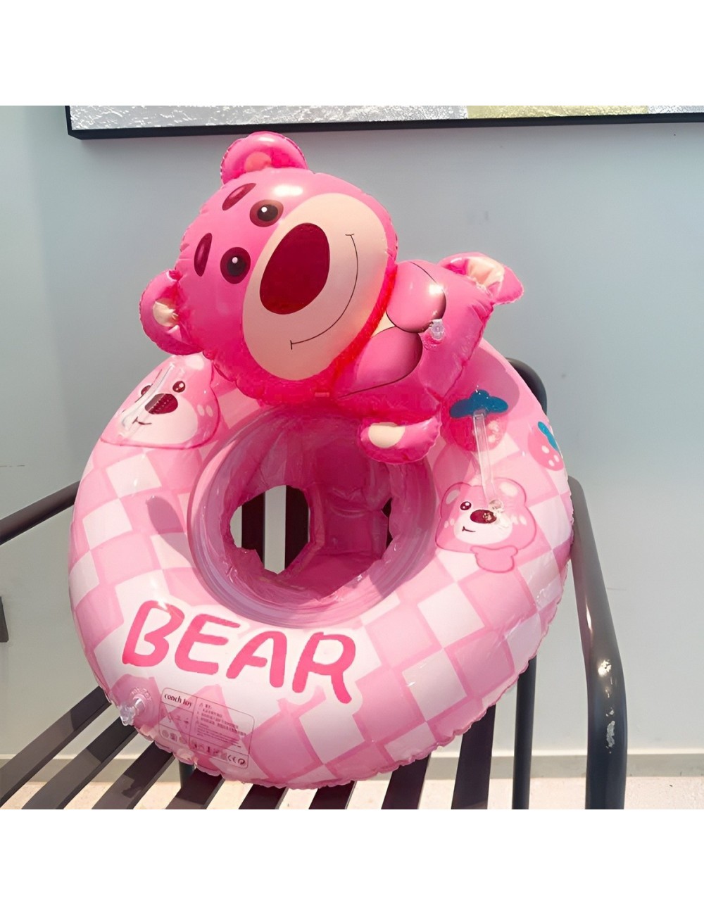 Flotador Inflable Para Bebé Diseño De Oso Rosa Con Asiento
