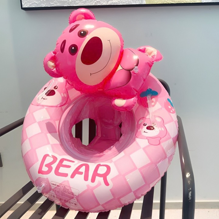 Flotador Inflable Para Bebé Diseño De Oso Rosa Con Asiento