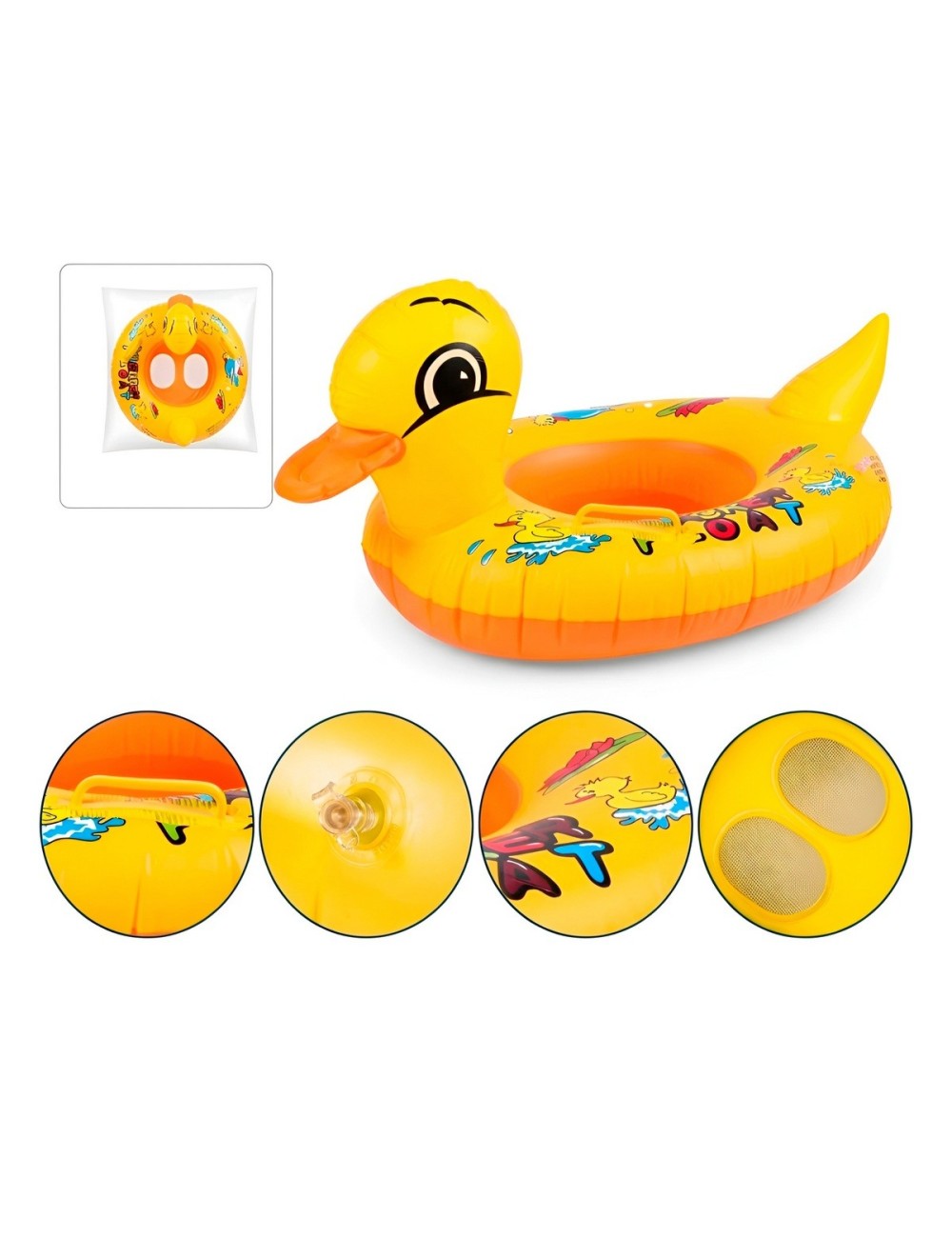 Flotador Inflable Pato Amarillo Asiento Manijas Para Bebé