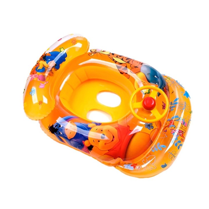 Flotador Inflable Bebé Osito Y Tigre Techo Parasol Y Timón