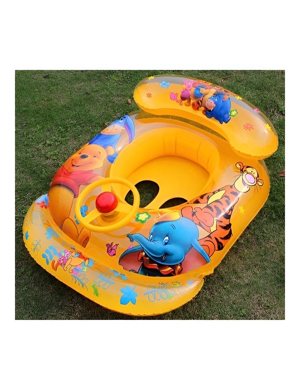 Flotador Inflable Bebé Osito Y Tigre Techo Parasol Y Timón
