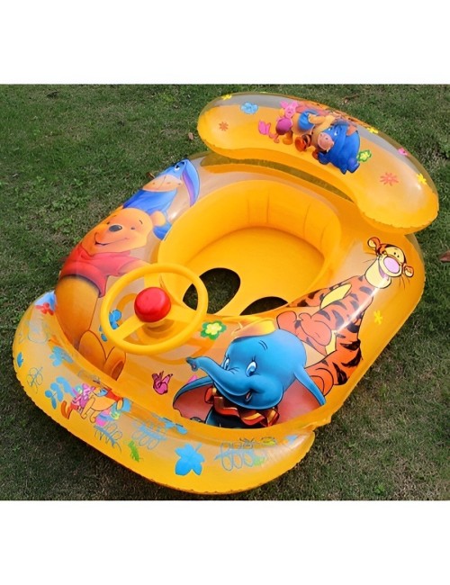 Flotador Inflable Bebé Osito Y Tigre Techo Parasol Y Timón