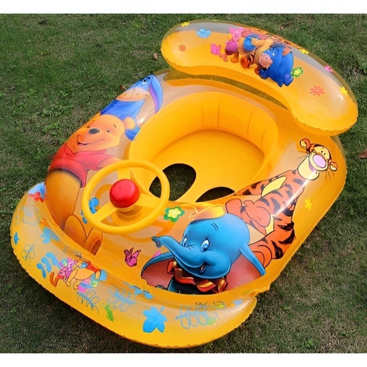 Flotador Inflable Bebé Osito Y Tigre Techo Parasol Y Timón