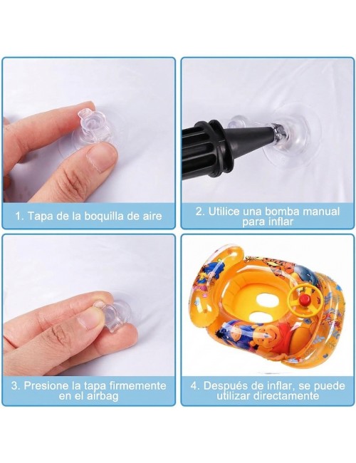 Flotador Inflable Bebé Osito Y Tigre Techo Parasol Y Timón