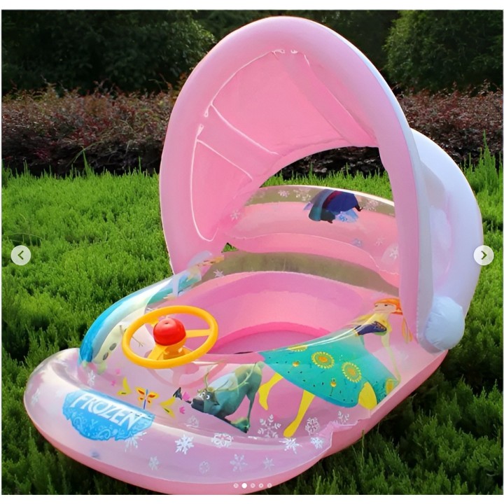 Flotador Inflable Bebé Princesa Techo Parasol Y Timón