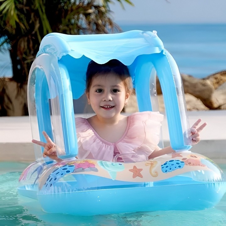 Flotador Inflable Para Bebé Con Techo Protector Solar Uv