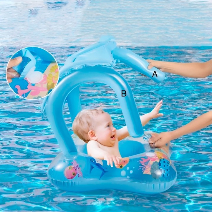 Flotador Inflable Para Bebé Con Techo Protector Solar Uv