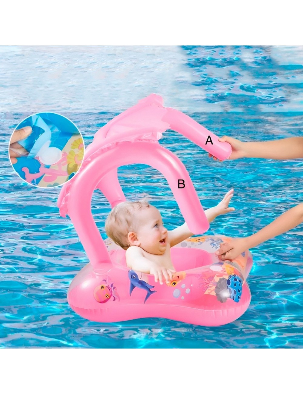 Flotador Inflable Para Bebé Con Techo Protector Solar Uv