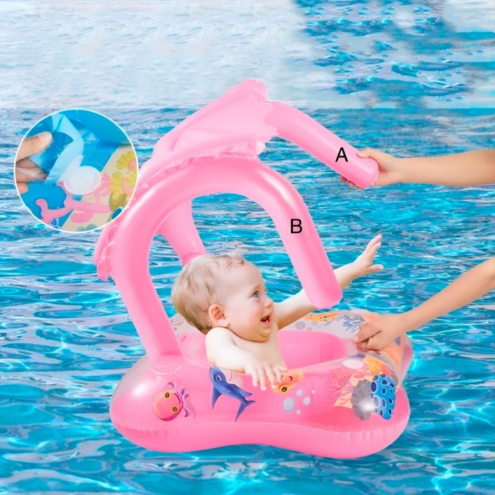 Flotador Inflable Para Bebé Con Techo Protector Solar Uv