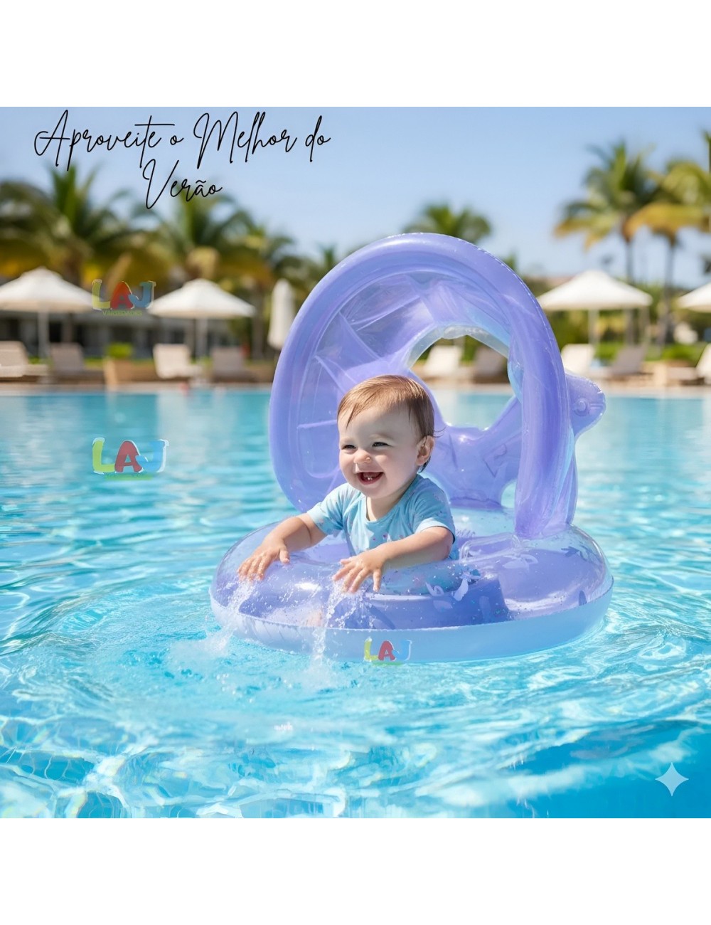 Flotador Bebé Con Techo Protección Solar Y Alas De Ángel