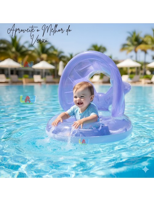 Flotador Bebé Con Techo Protección Solar Y Alas De Ángel