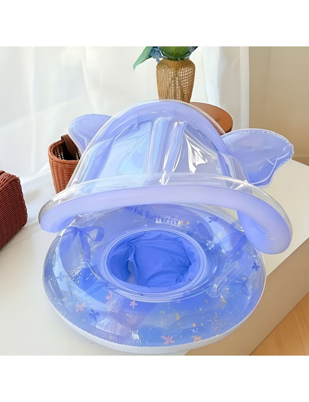 Flotador Bebé Con Techo Protección Solar Y Alas De Ángel