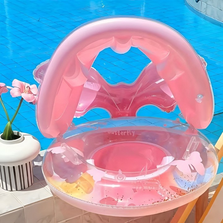 Flotador Bebé Con Techo Protección Solar Y Alas De Ángel
