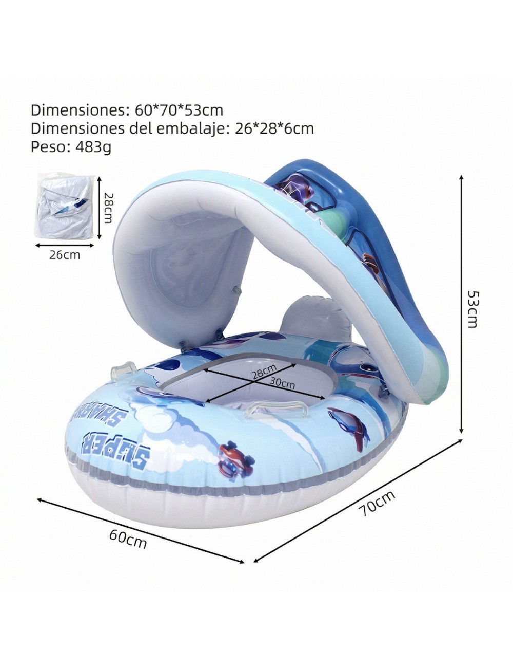 Flotador Inflable Bebé Tematico Techo Y Asiento