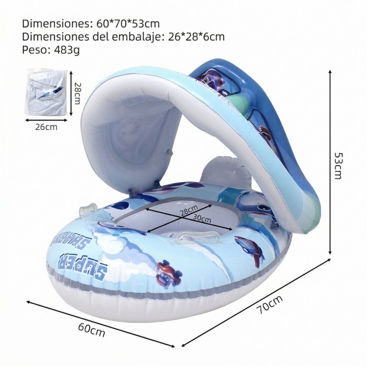 Flotador Inflable Bebé Tematico Techo Y Asiento