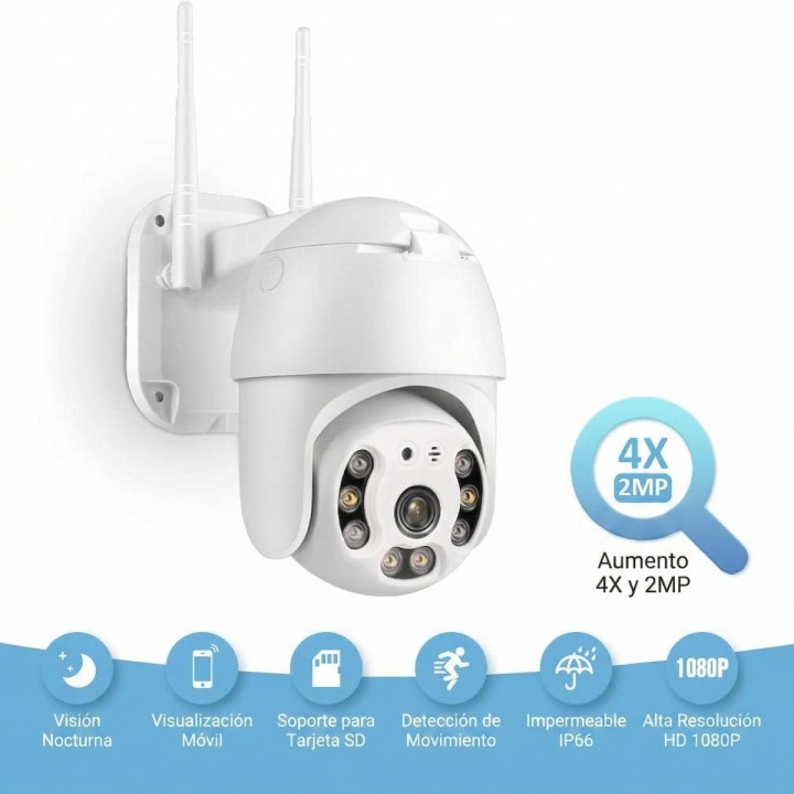 Cámara De Seguridad Exterior Wifi 1080p Domo Visión Nocturna