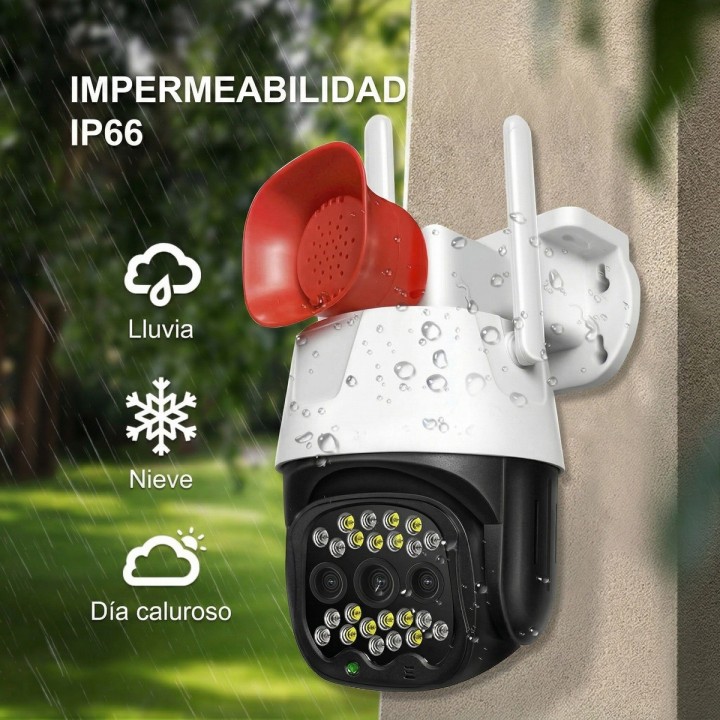 Cámara De Seguridad Exterior 360° 3mp Wifi & 4g Lte + Sirena