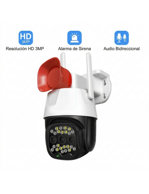 Cámara De Seguridad Exterior 360° 3mp Wifi & 4g Lte + Sirena
