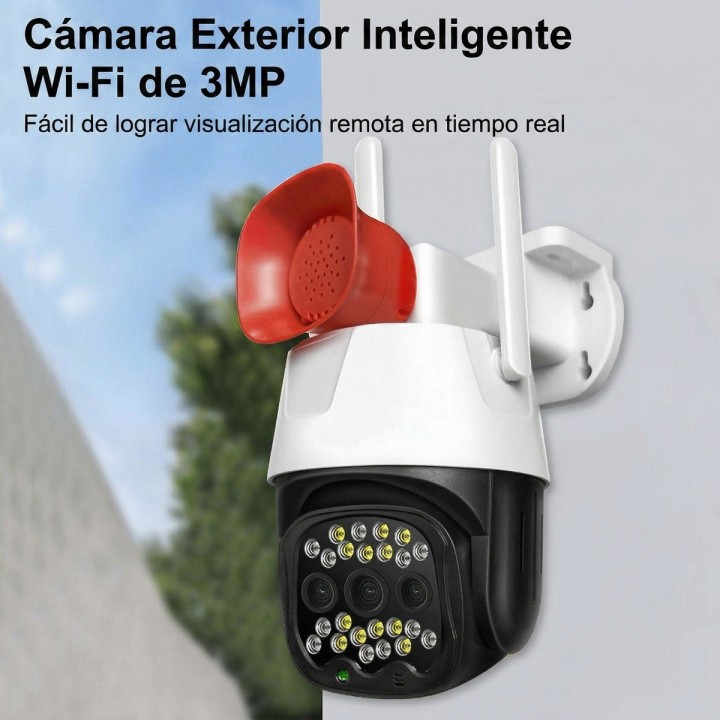 Cámara De Seguridad Exterior 360° 3mp Wifi & 4g Lte + Sirena