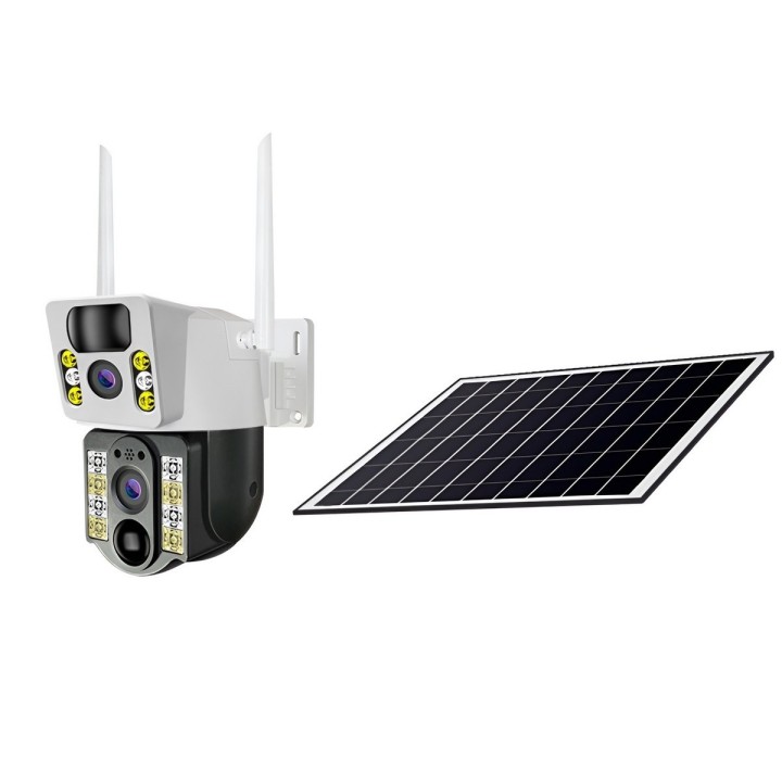 Cámara De Seguridad Solar Ptz Doble Lente Wifi V380 Pro Hd
