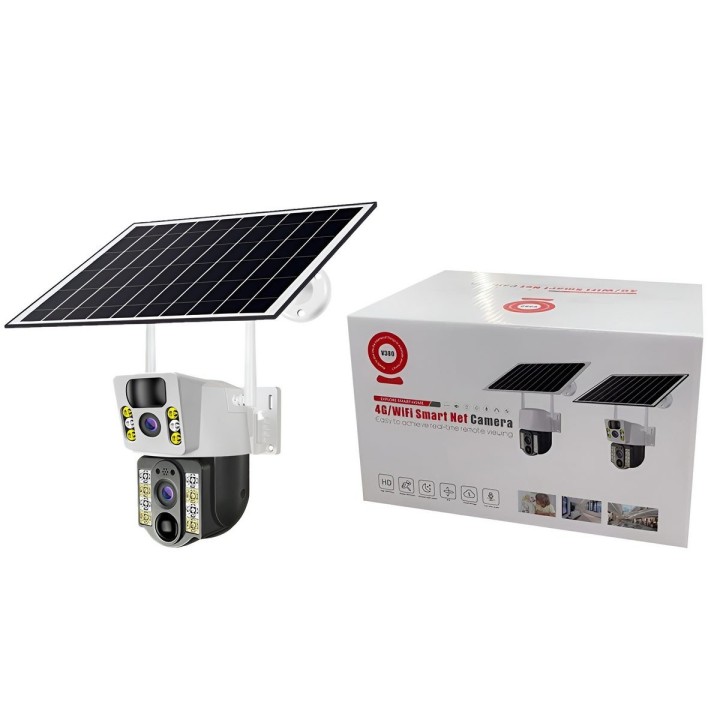 Cámara De Seguridad Solar Ptz Doble Lente Wifi V380 Pro Hd