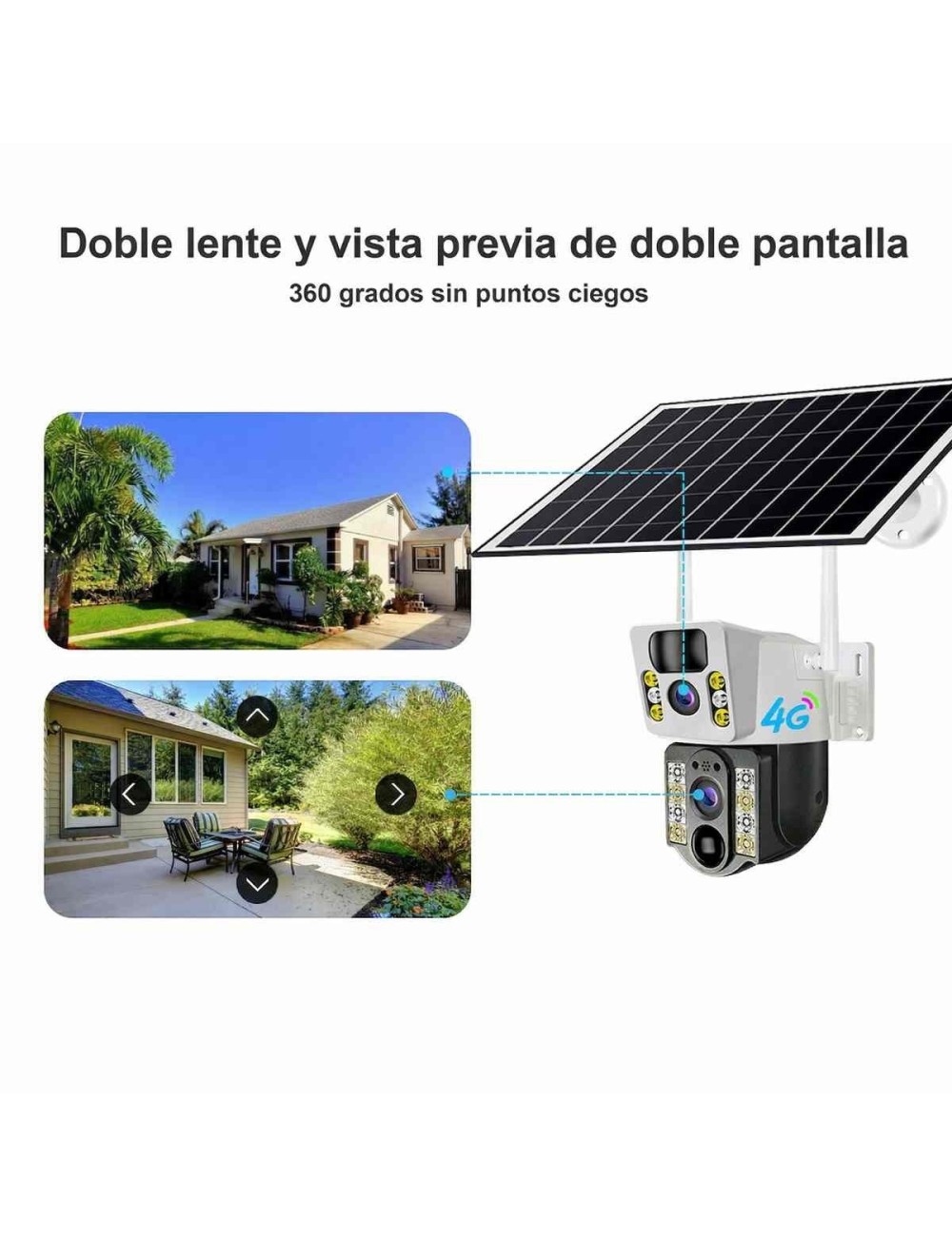 Cámara De Seguridad Solar Ptz Doble Lente Wifi V380 Pro Hd