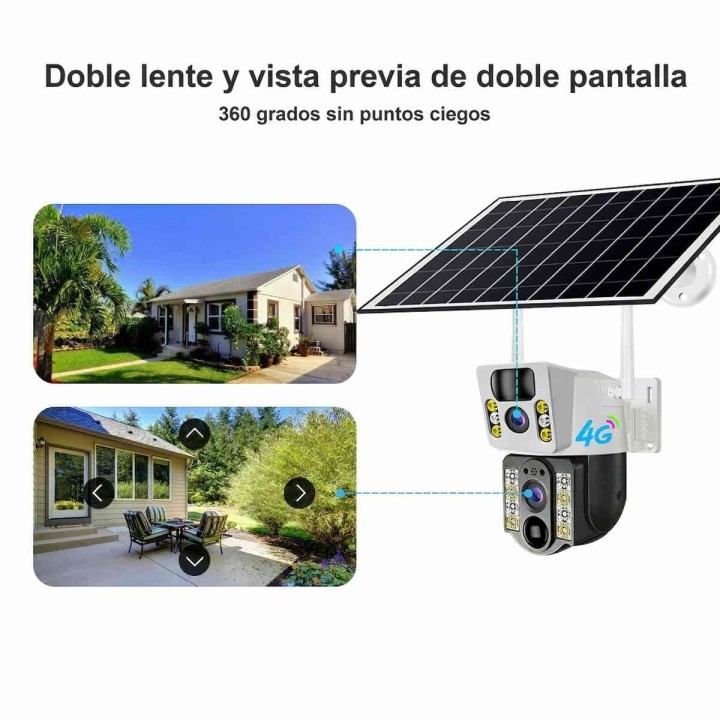 Cámara De Seguridad Solar Ptz Doble Lente Wifi V380 Pro Hd