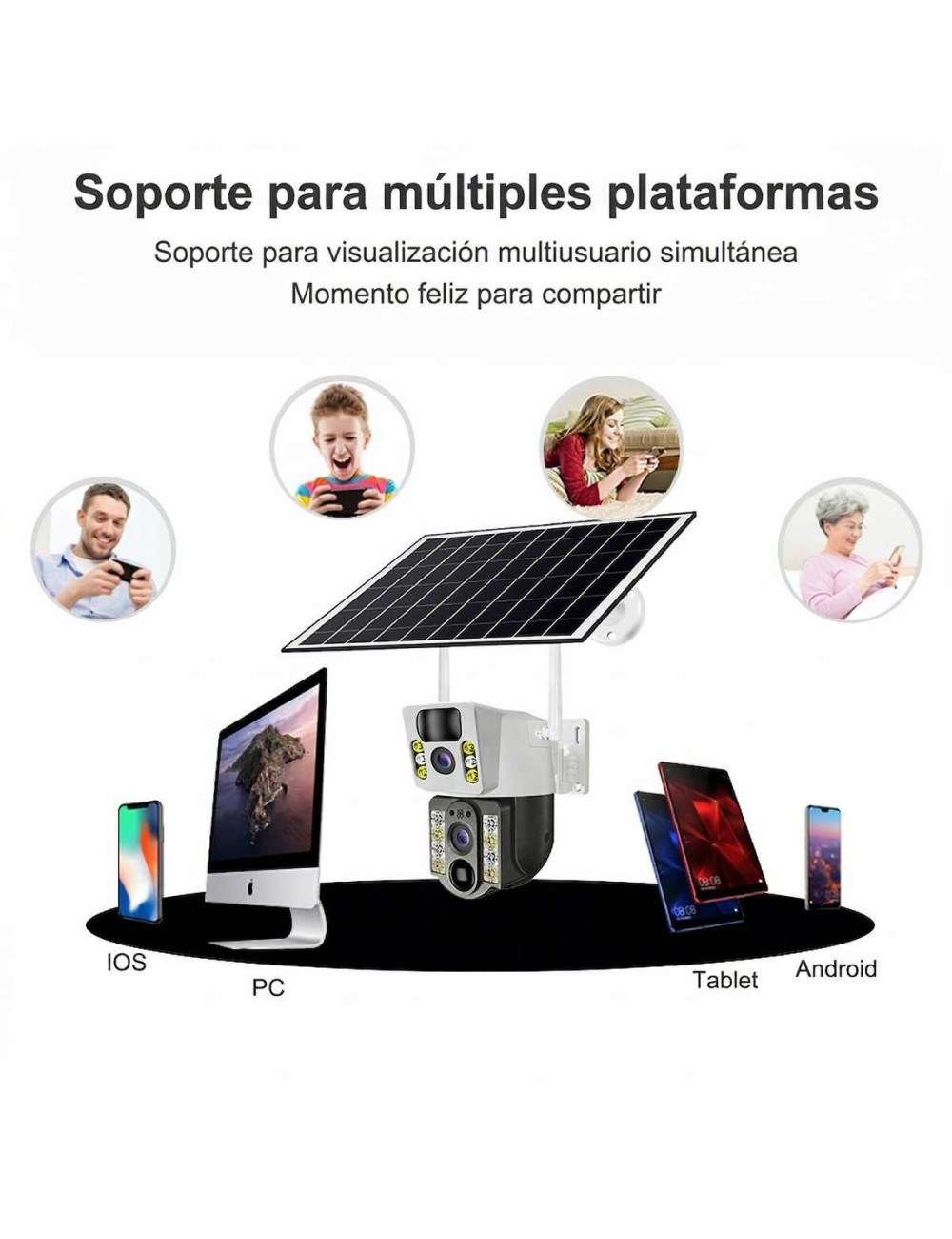 Cámara De Seguridad Solar Ptz Doble Lente Wifi V380 Pro Hd