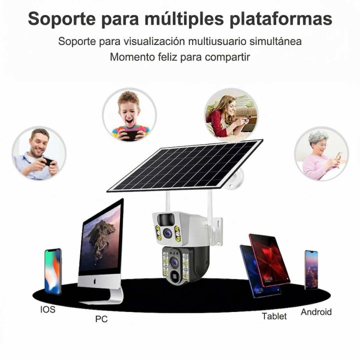 Cámara De Seguridad Solar Ptz Doble Lente Wifi V380 Pro Hd