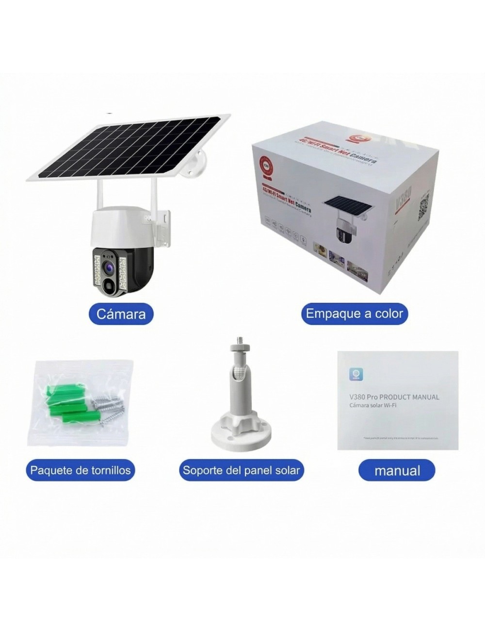 Cámara De Seguridad Solar Ptz Doble Lente 2mp Wifi V380 Pro