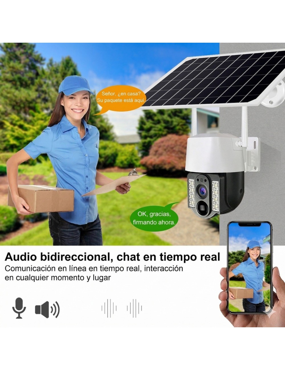 Cámara De Seguridad Solar Ptz Doble Lente 2mp Wifi V380 Pro