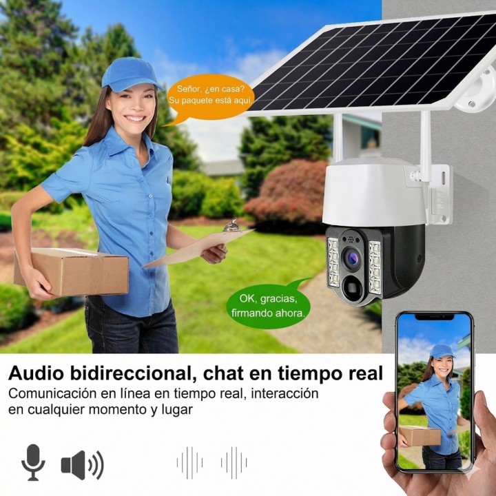 Cámara De Seguridad Solar Ptz Doble Lente 2mp Wifi V380 Pro