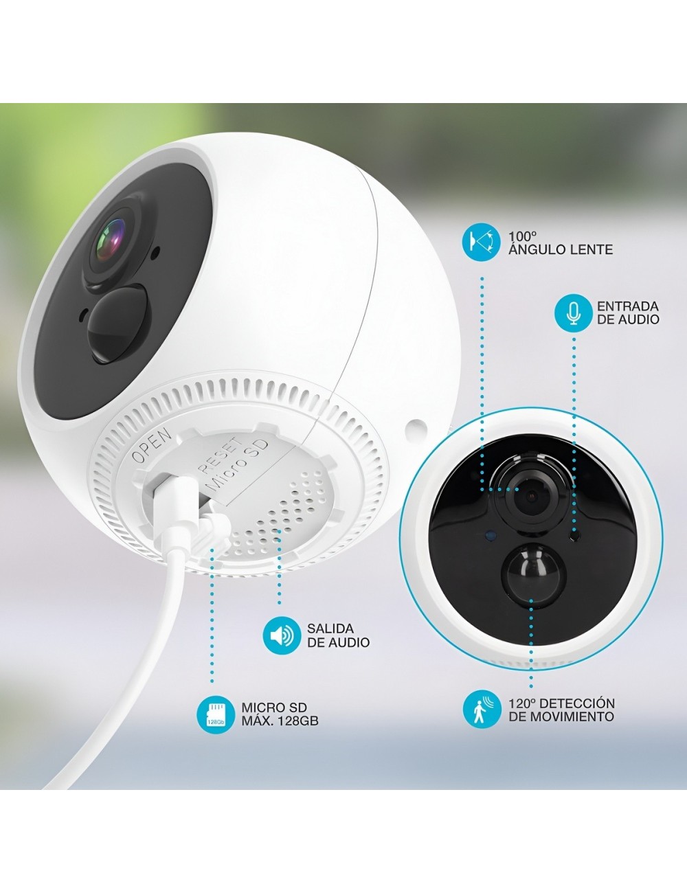 Cámara Seguridad Exterior 3mp Wifi Batería Recargable Ip66