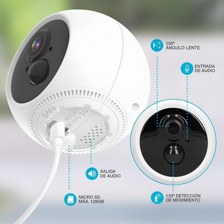 Cámara Seguridad Exterior 3mp Wifi Batería Recargable Ip66