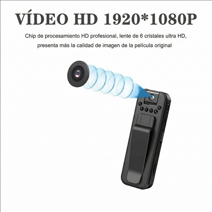 Mini Cámara Corporal Body Cam 1080p Visión Nocturna Giradora