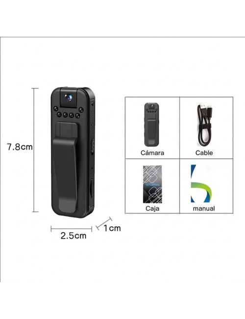 Mini Cámara Corporal Body Cam 1080p Visión Nocturna Giradora