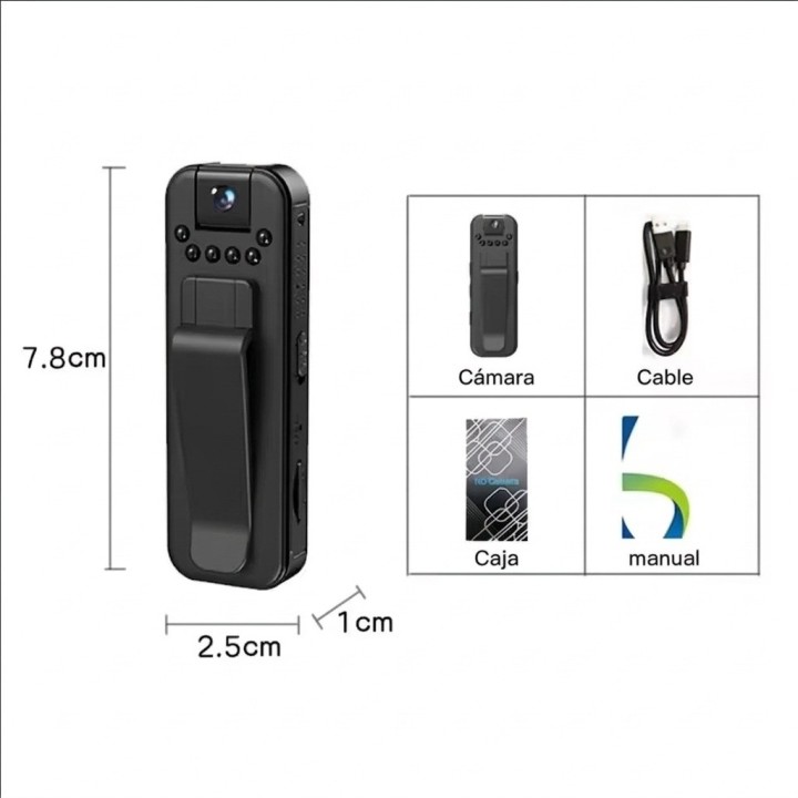 Mini Cámara Corporal Body Cam 1080p Visión Nocturna Giradora