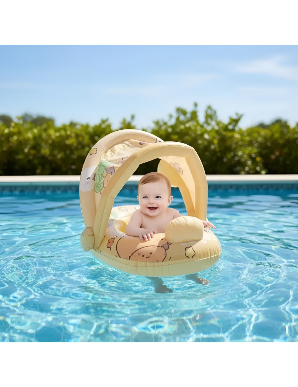 Flotador Inflable Para Bebé Con Techo Y Diseño De Capibara