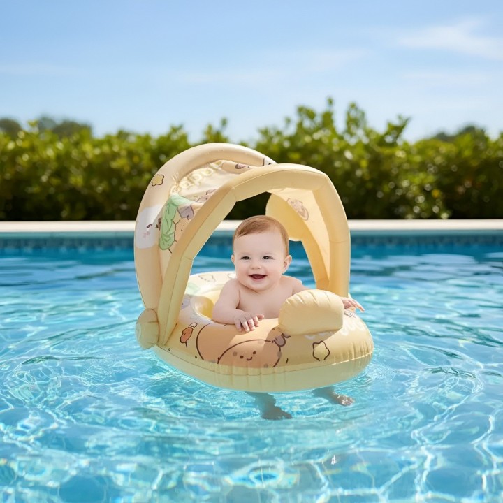 Flotador Inflable Para Bebé Con Techo Y Diseño De Capibara