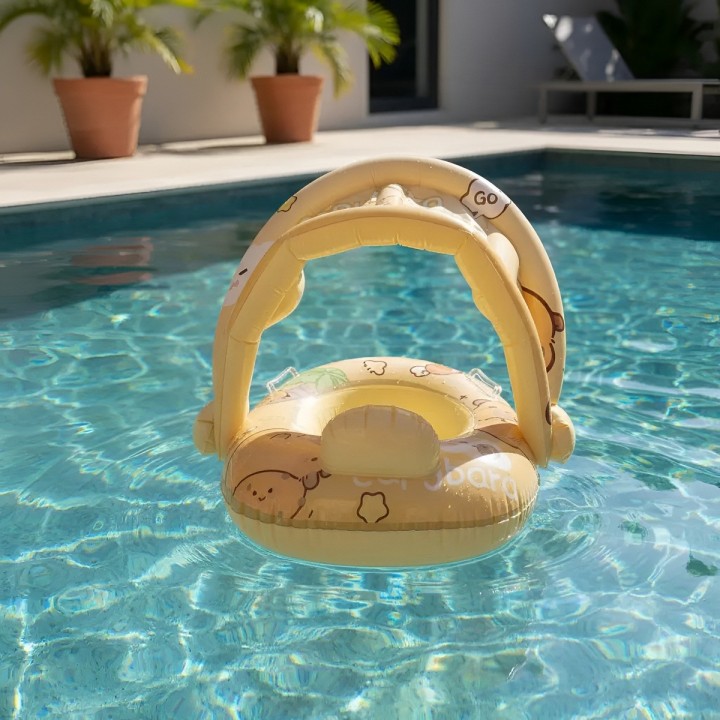 Flotador Inflable Para Bebé Con Techo Y Diseño De Capibara