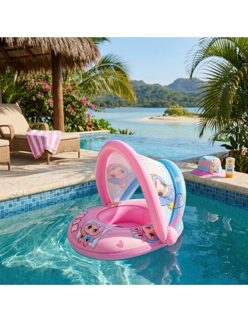 Flotador Inflable Para Bebé Con Techo Y Diseño De Labubu