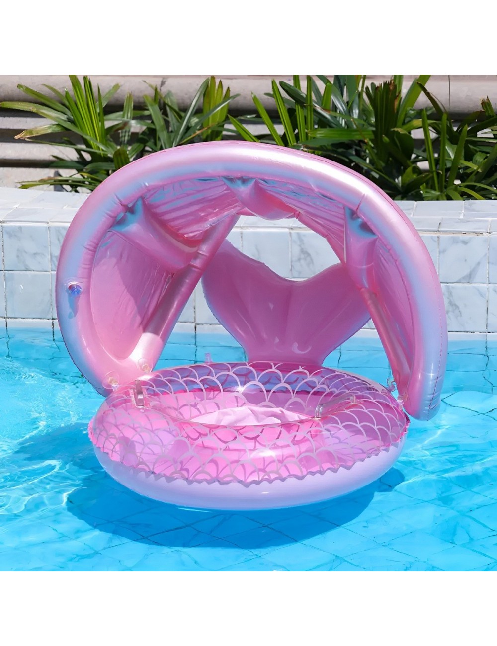 Flotador Inflable Para Bebé Con Techo Y Diseño De Sirena