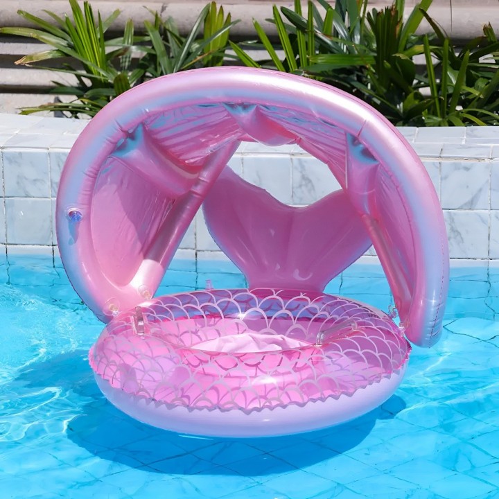 Flotador Inflable Para Bebé Con Techo Y Diseño De Sirena
