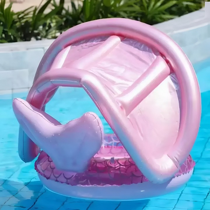 Flotador Inflable Para Bebé Con Techo Y Diseño De Sirena