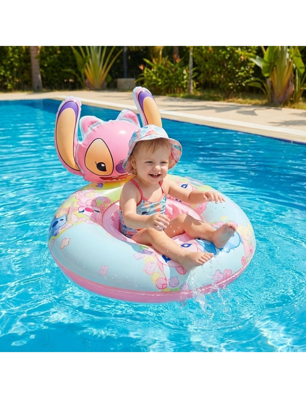 Flotador Inflable Angel Rosa Con Orificios Para Piernas Bebé