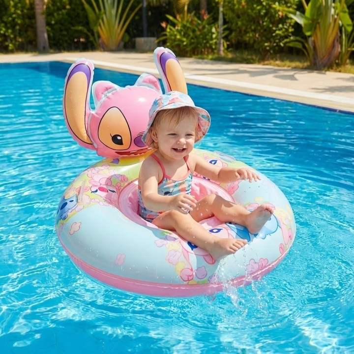 Flotador Inflable Angel Rosa Con Orificios Para Piernas Bebé