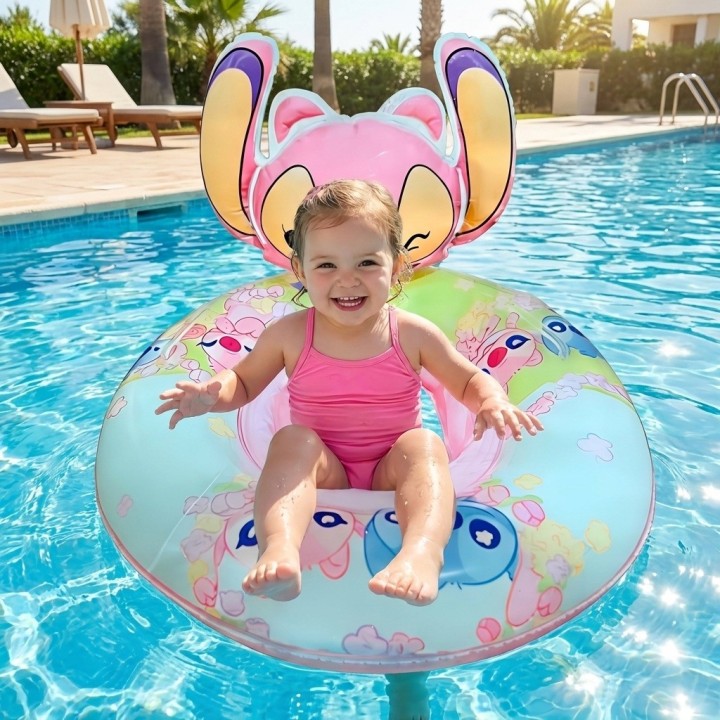 Flotador Inflable Angel Rosa Con Orificios Para Piernas Bebé