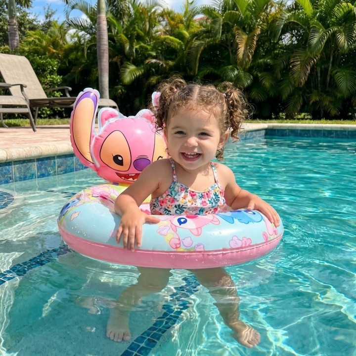 Flotador Inflable Angel Rosa Con Orificios Para Piernas Bebé