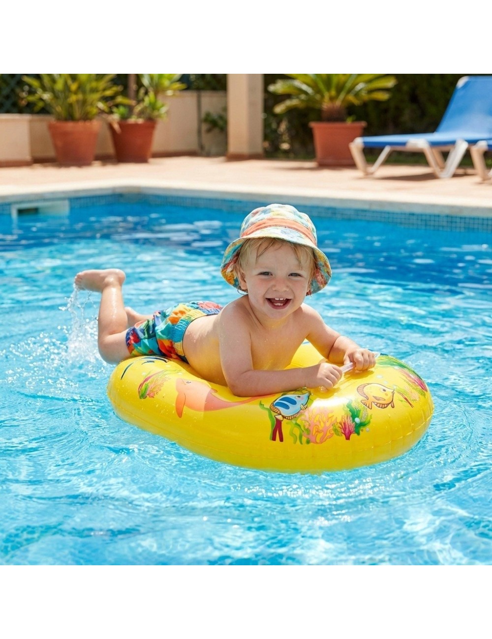 Flotador Inflable Barca Con Asiento Bebé Diseño Marino