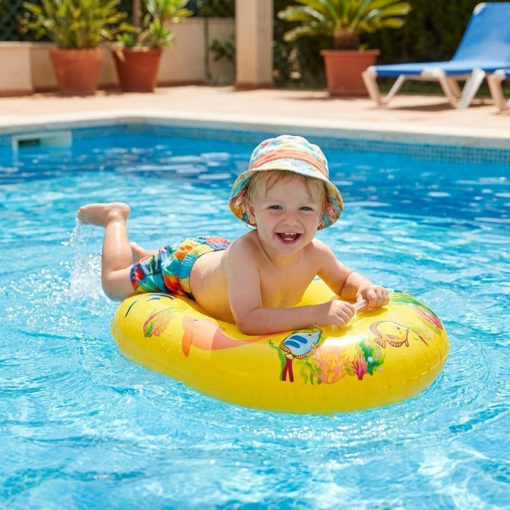 Flotador Inflable Barca Con Asiento Bebé Diseño Marino